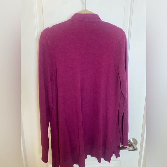 Pink Clover Women’s Magenta Raspberry Open Front Knit Cardigan Size XL Pockets - Picture 8 of 10